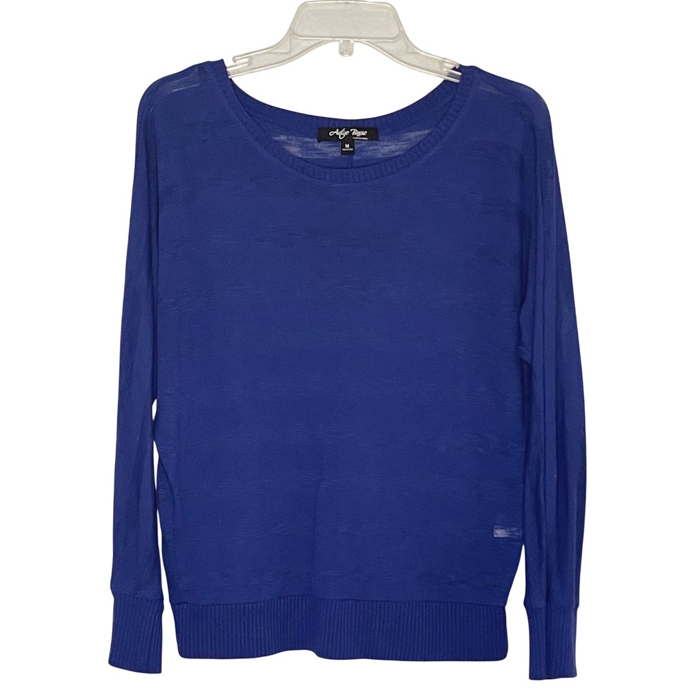 Active Basic Women's Medium Royal Blue Scoop Neck Long Sleeve Knit Sweater